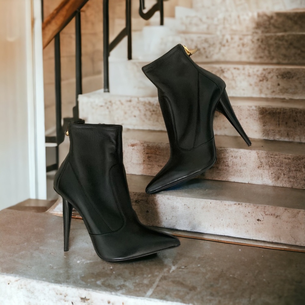 Nib Giuseppe Zanotti Leather Pointed Toe Boots Si… - image 3